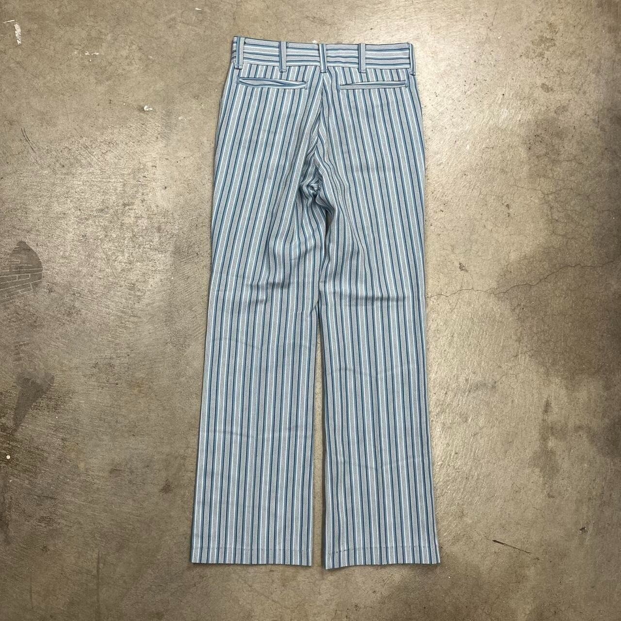 Vintage 60s Penneys Towncraft Striped Pants blue womens 27×28 boot cut wide leg