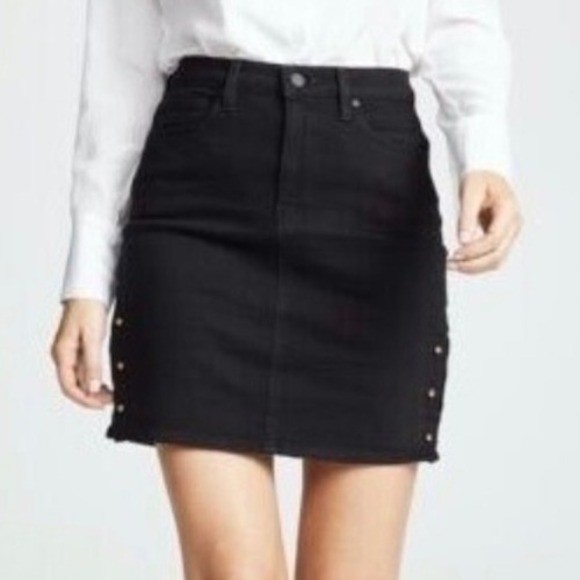 Hudson Women’s Gold Pierced Stretch Black Denim Skirt Sz 27 Urban Night NWT $225