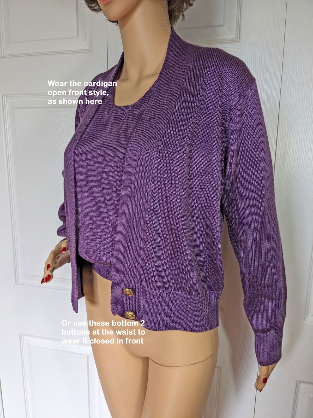 Fia Italia Handloomed Tank Top & Cardigan 34″ bust set, Purple pullover tank SM