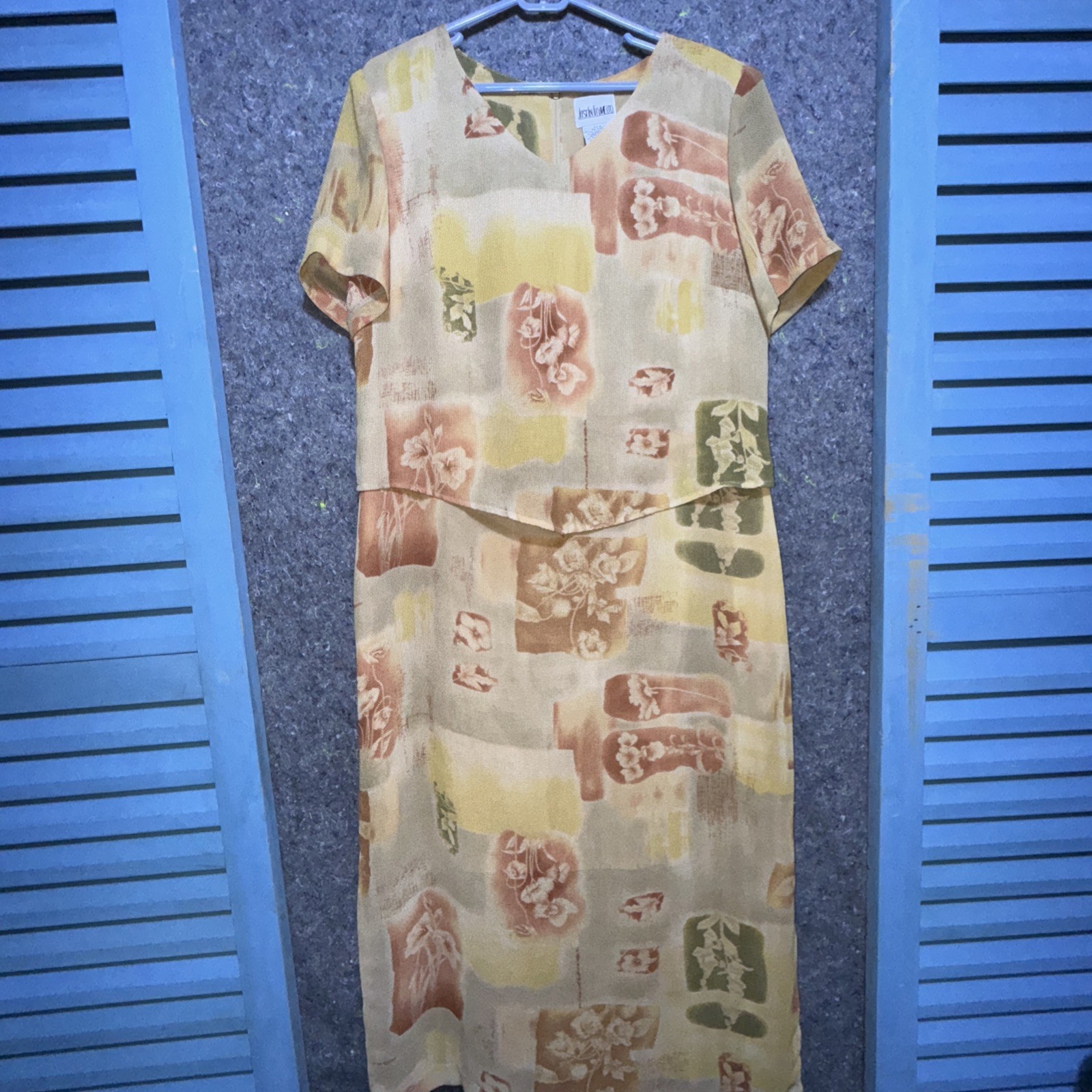 Vintage 80s Plus Size Dress 16 Made in Korea Boxy Fit Lagenlook Artsy Retro