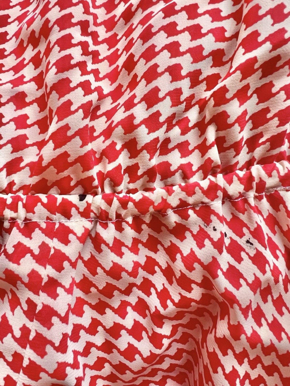 70s Handmade Lanvin Paris Fabric Bias Cut Midi Dress Scarf Print Chevron XS/S