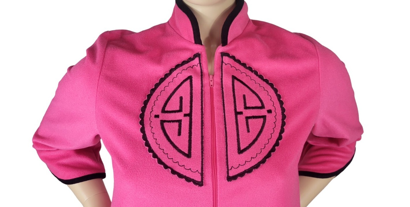 Vintage Madison Avenue by Plaza 9 Pink & Black Asian Motif Zip Robe Medallion