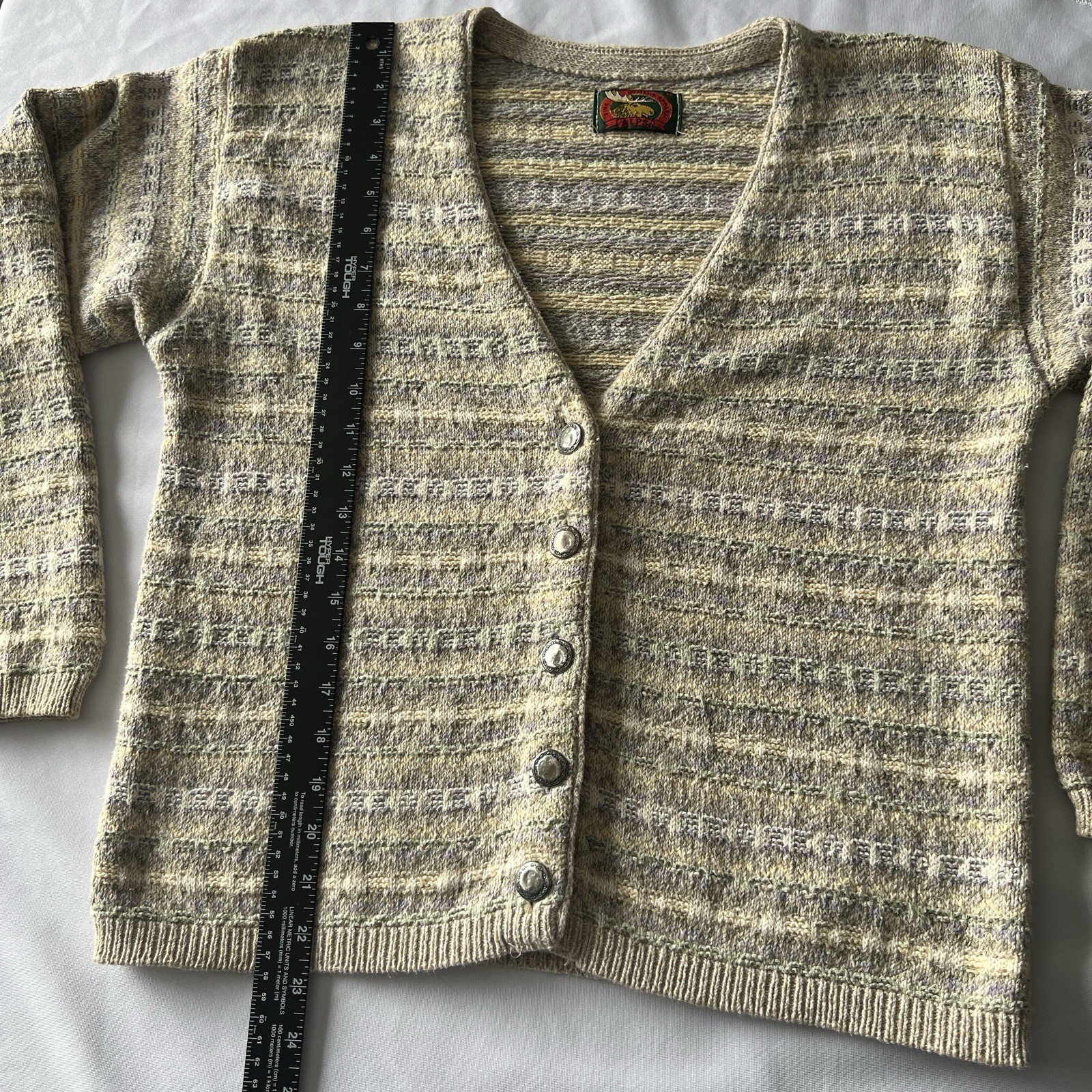 Vintage 90s Alps Vermont Cardigan Womens L Gray Marled Knit Grandpa Cozy