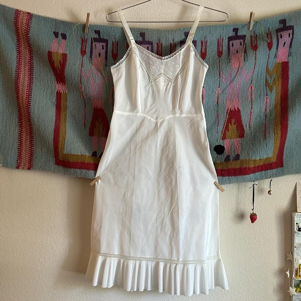 Vtg Deadstock Barbizon Endear 50s/60s White Tafredda Slip lace ruffle Sz 12 Miss