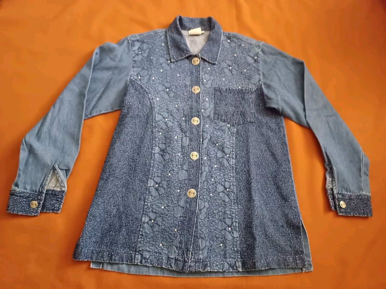 Vtg Saint Germain Paris Denim Rhinestones 2 Pc Jacket Medium/Pants Small