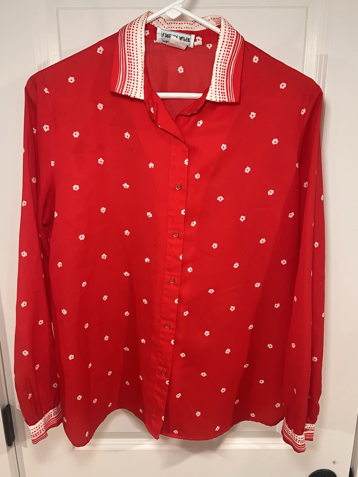 Vintage Contessa Monique by Florence Alper Womens Floral Print Shirt Size 14 Red