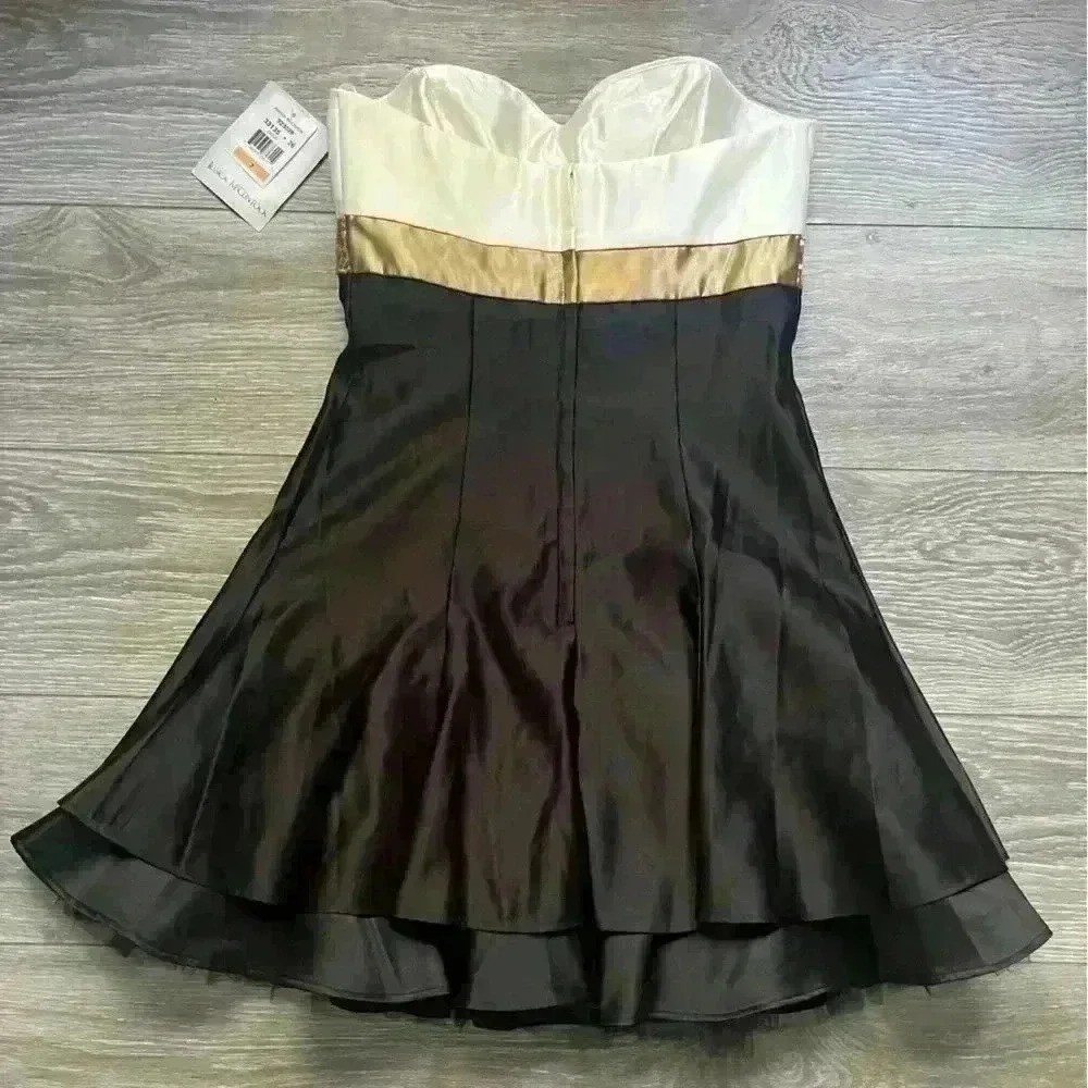 NWT Vtg Jessica McClintock for Gunne Sax Party Dress Black White Gold Juniors 7