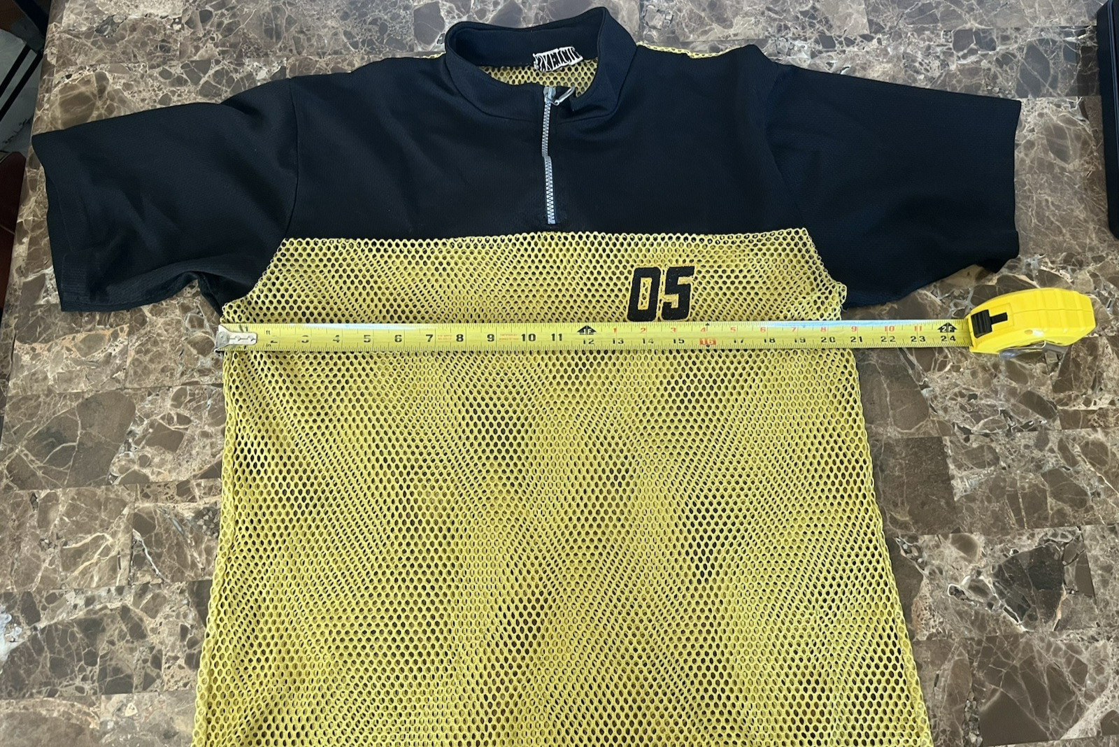Vintage Large Fishnet Mesh Short Sleeve Yellow Top Streetwear Grunge Hip Hop!HTF