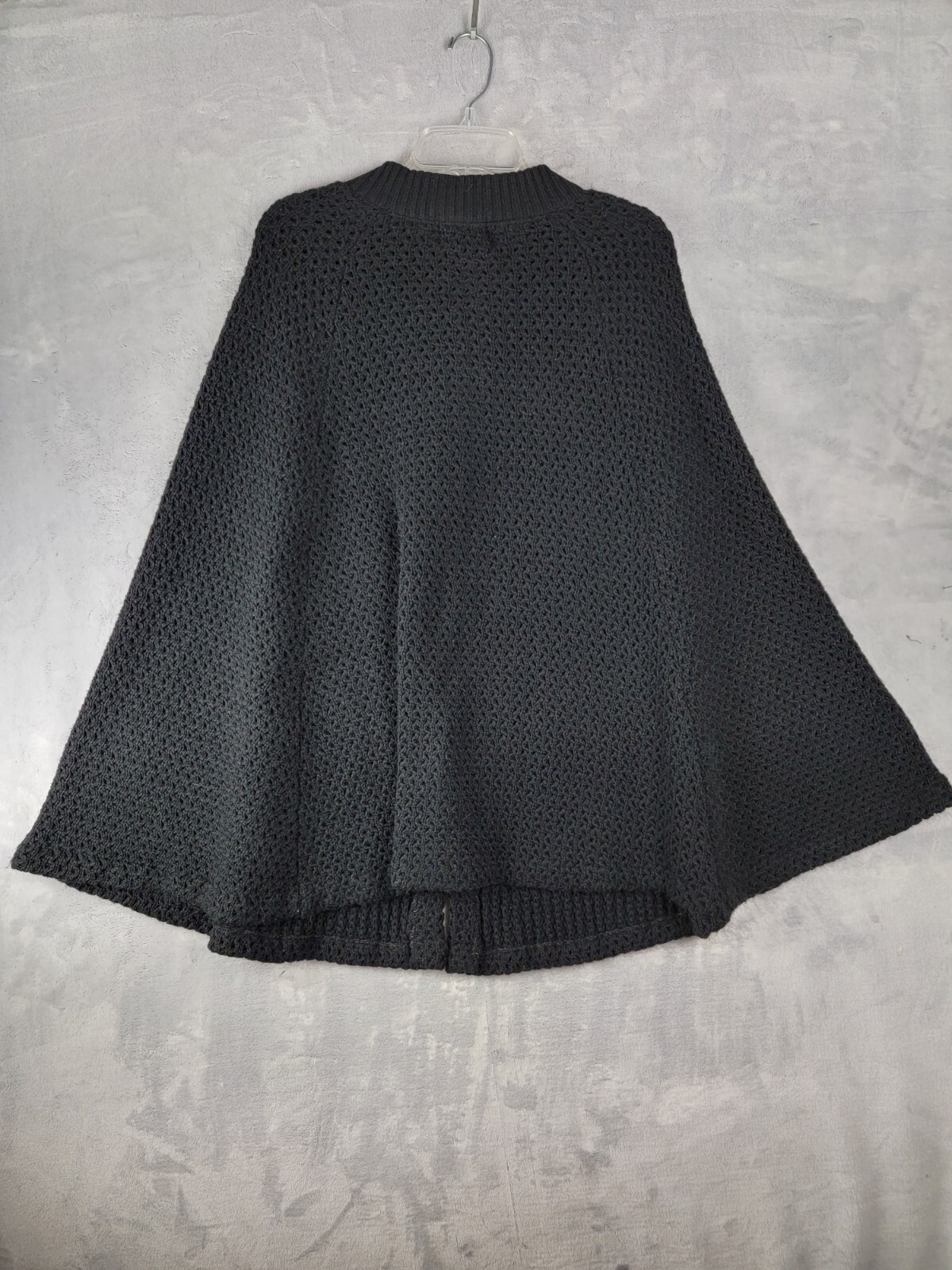 Vintage Milrank Boho Sweater Womens Large Black 70s Era Crochet Knit Poncho