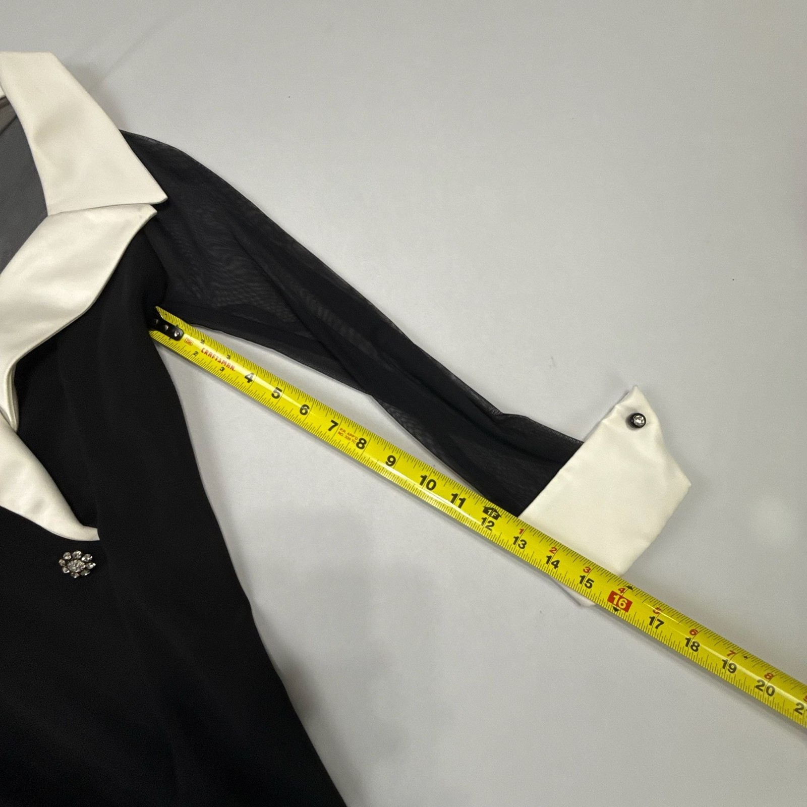Vintage Tuxedo Style Formal Maxi Dress with Sheer Sleeves and Contrast Lapels