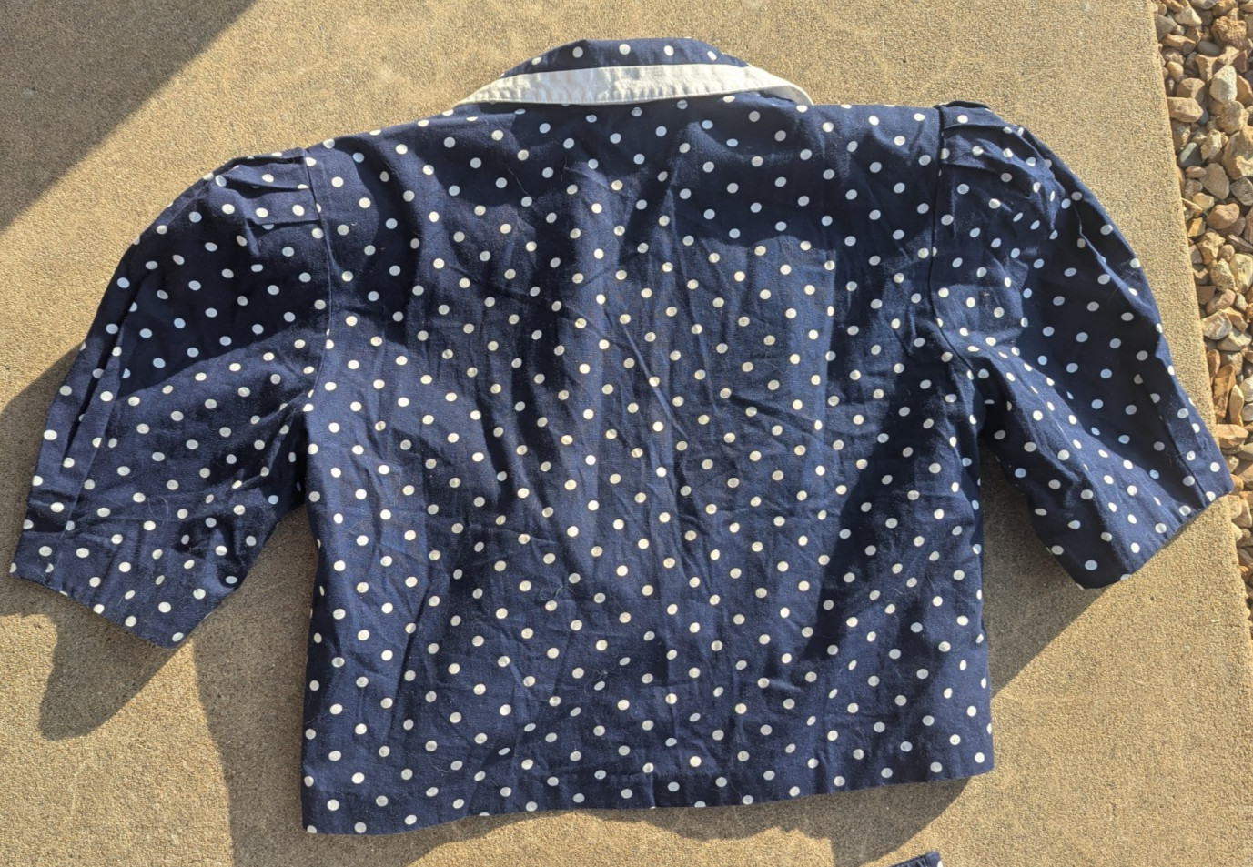 CHOON California Vtg 80s Polka Dot suit skirt short jacket Navy White sz16 EUC