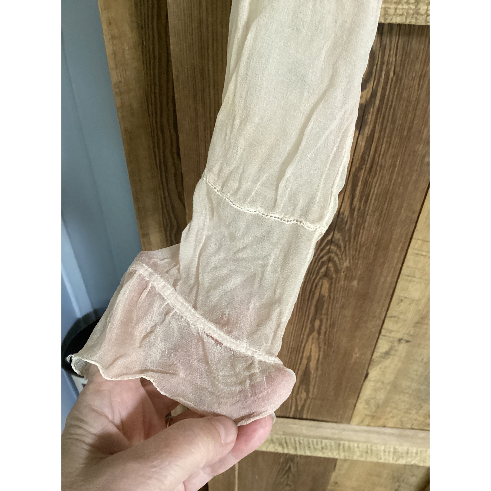 Antique Edwardian Sheer Silk Chiffon Blouse Blush Pink Embroidered Pintuck TLC