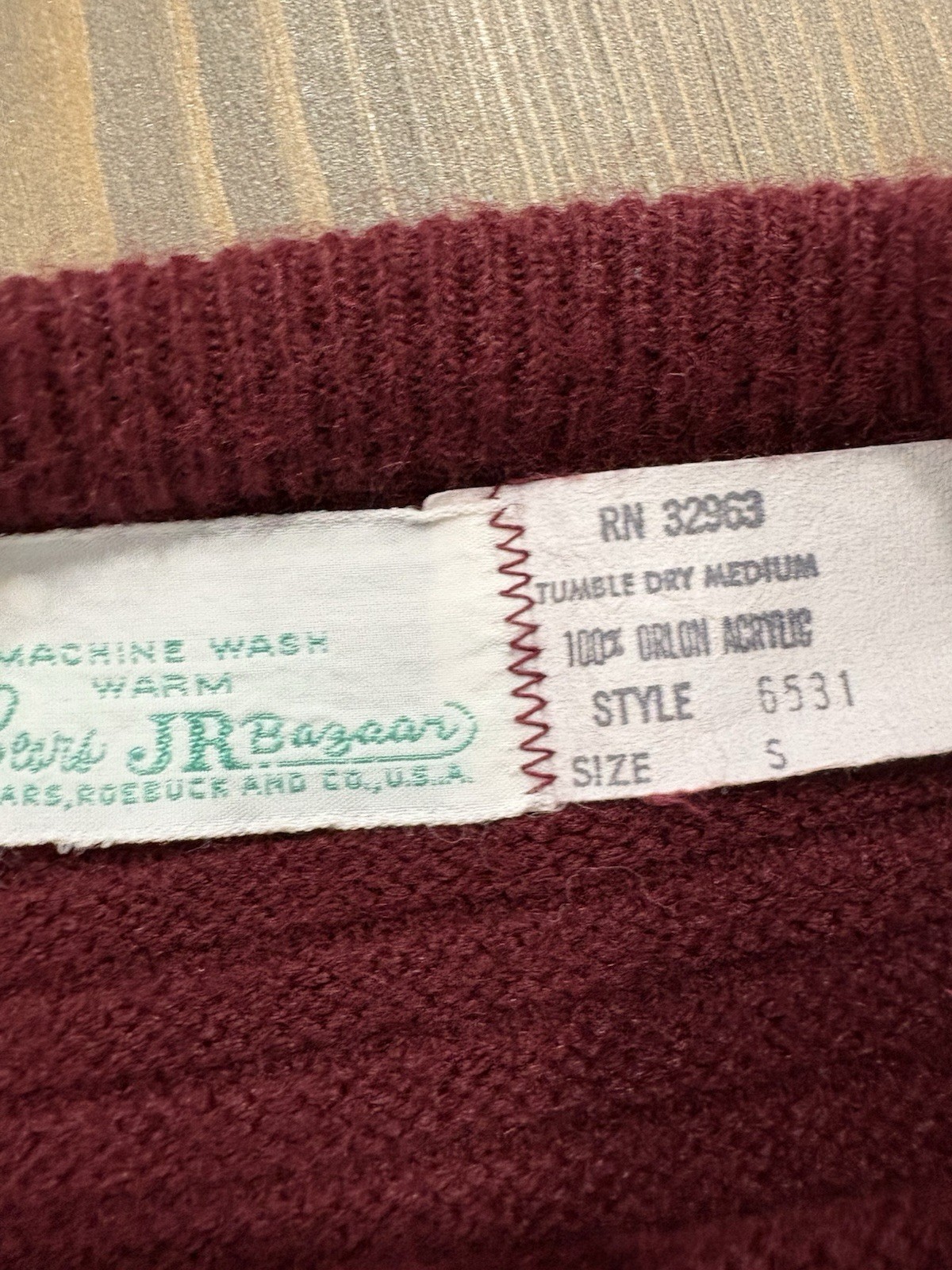 Sears JR Bazaar Vintage Sweater 70s Size Small Womens Knit Ribbed Vtg
