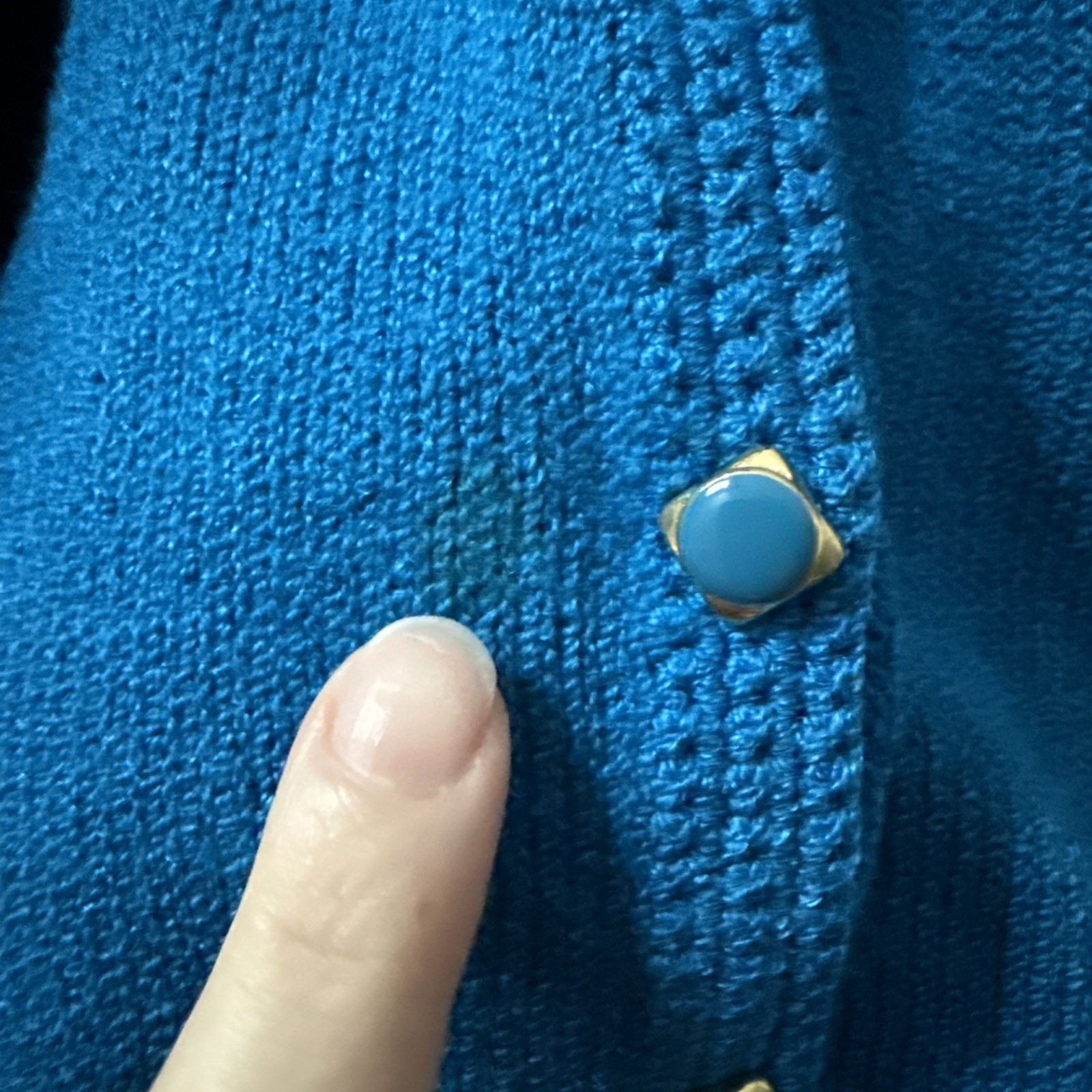 Vintage Collector St. John Santana Knit Enamel Button Teal Spring Dress M / L