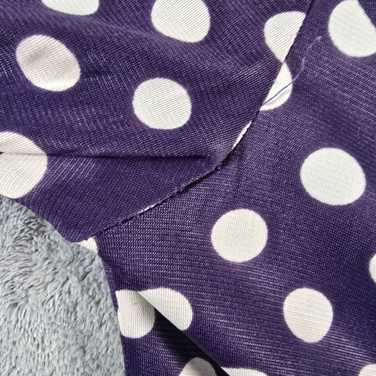Vintage 1970s Purple Polka Princess Seam Fit-and-Flare Midi Shirt Dress (M)