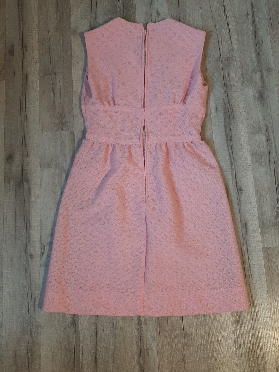 Vtg 60s70s Mod Gogo Mini Party Dress Pink Textured Sz9 Petite Carol Brent