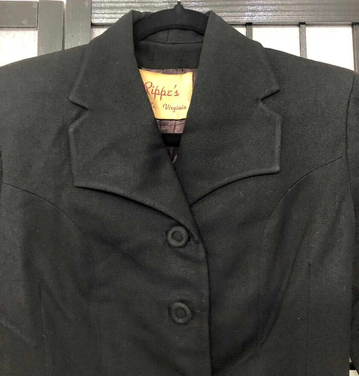 Vintage Union Made Black Wool Jacket Blazer XS Rippe’s Danville Virginia