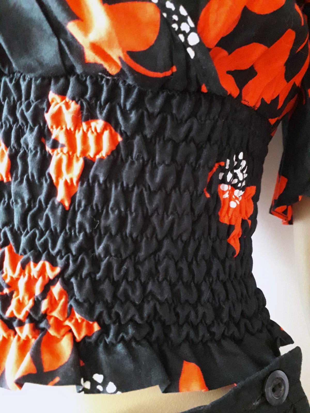 Finnish Vintage MERRY FINN Set Suit Top+Maxi Skirt Cotton Black Red 70s 80s