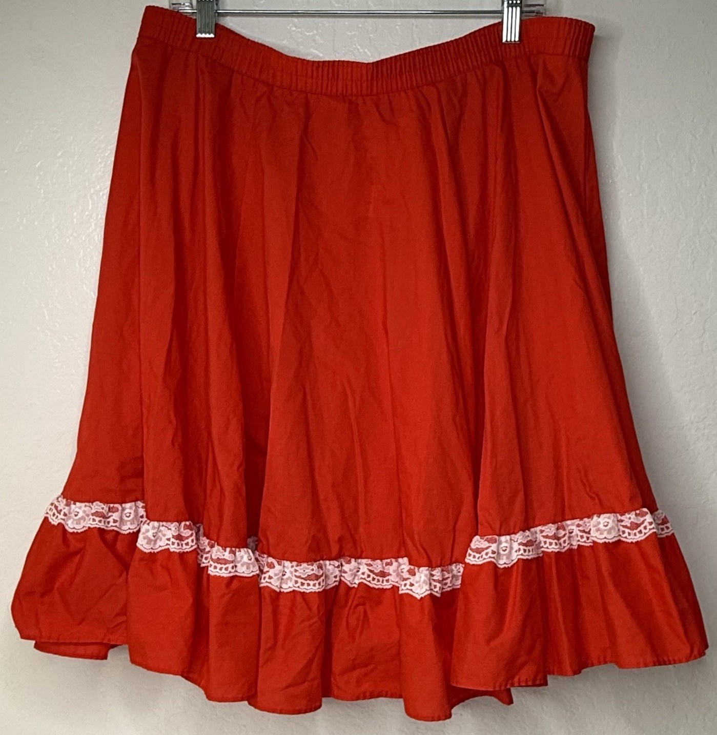 Vintage Partners Please! Squaredancing Skirt Red Size L Folklore 60s Retro New