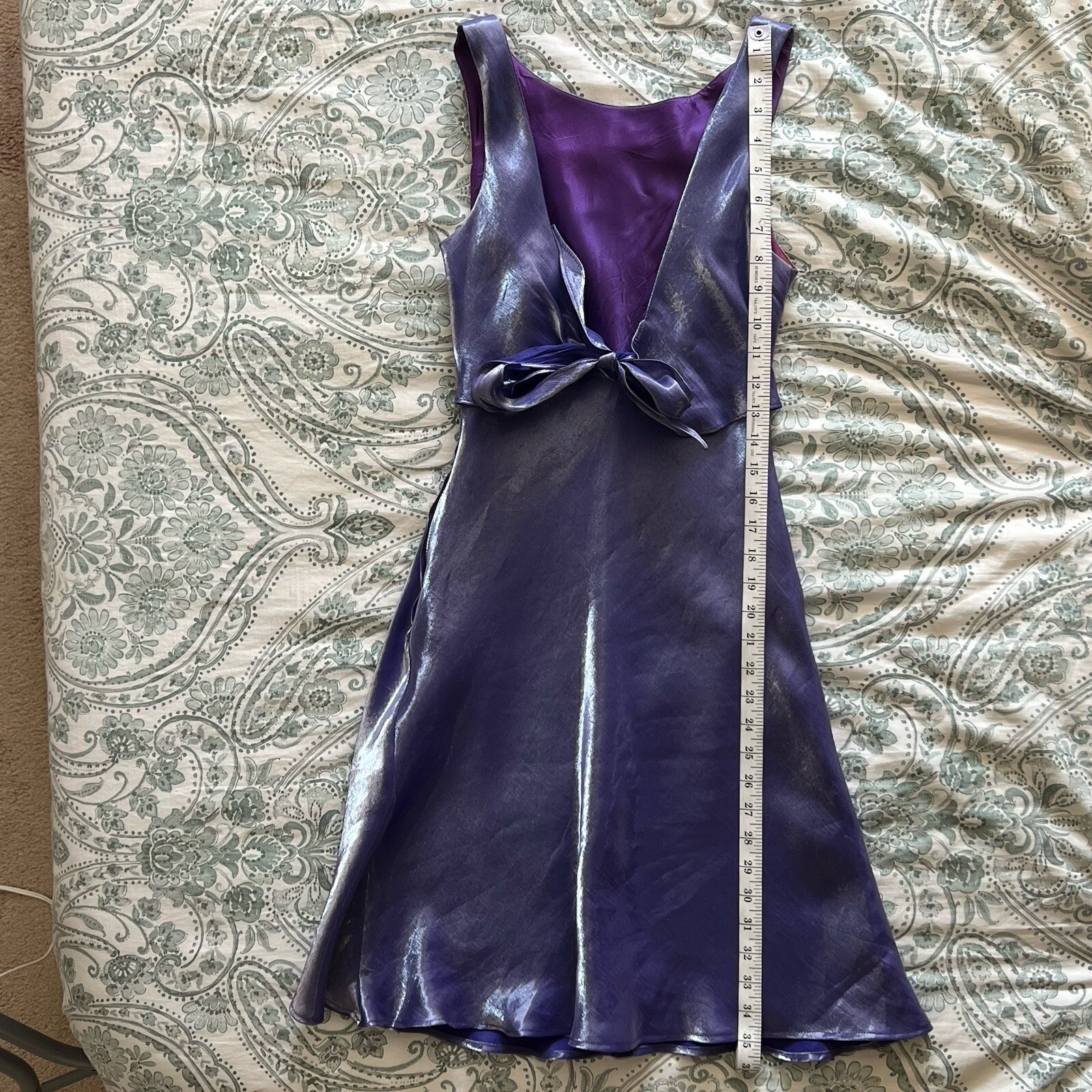 De Laru Dress By Sheila Yen Purple Lilac Size 5/6 Shiny Metallic Minidress