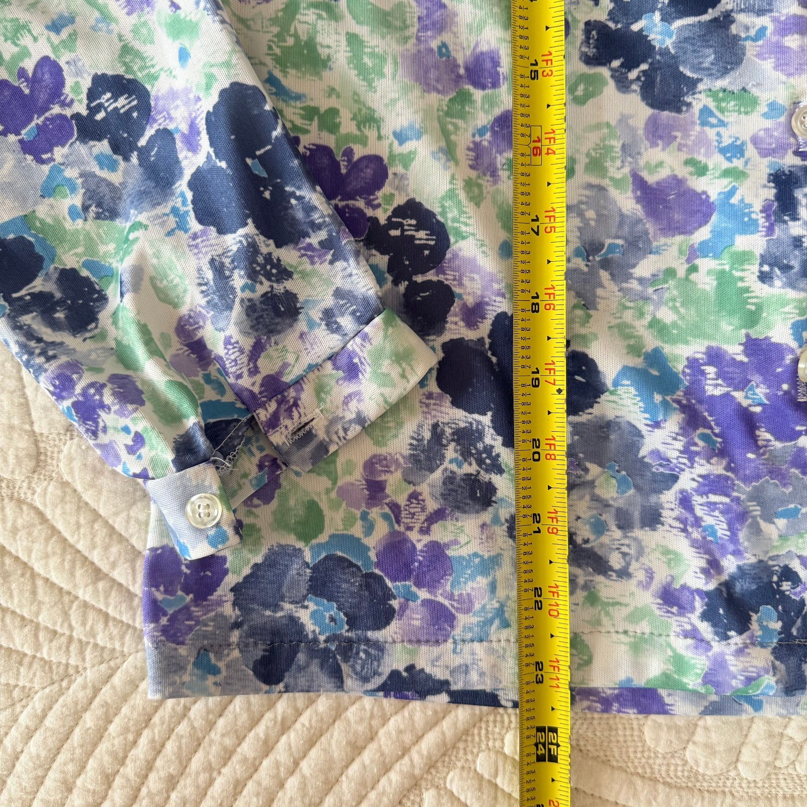 Vintage Secretary Necktie Purple Floral Blouse Size L