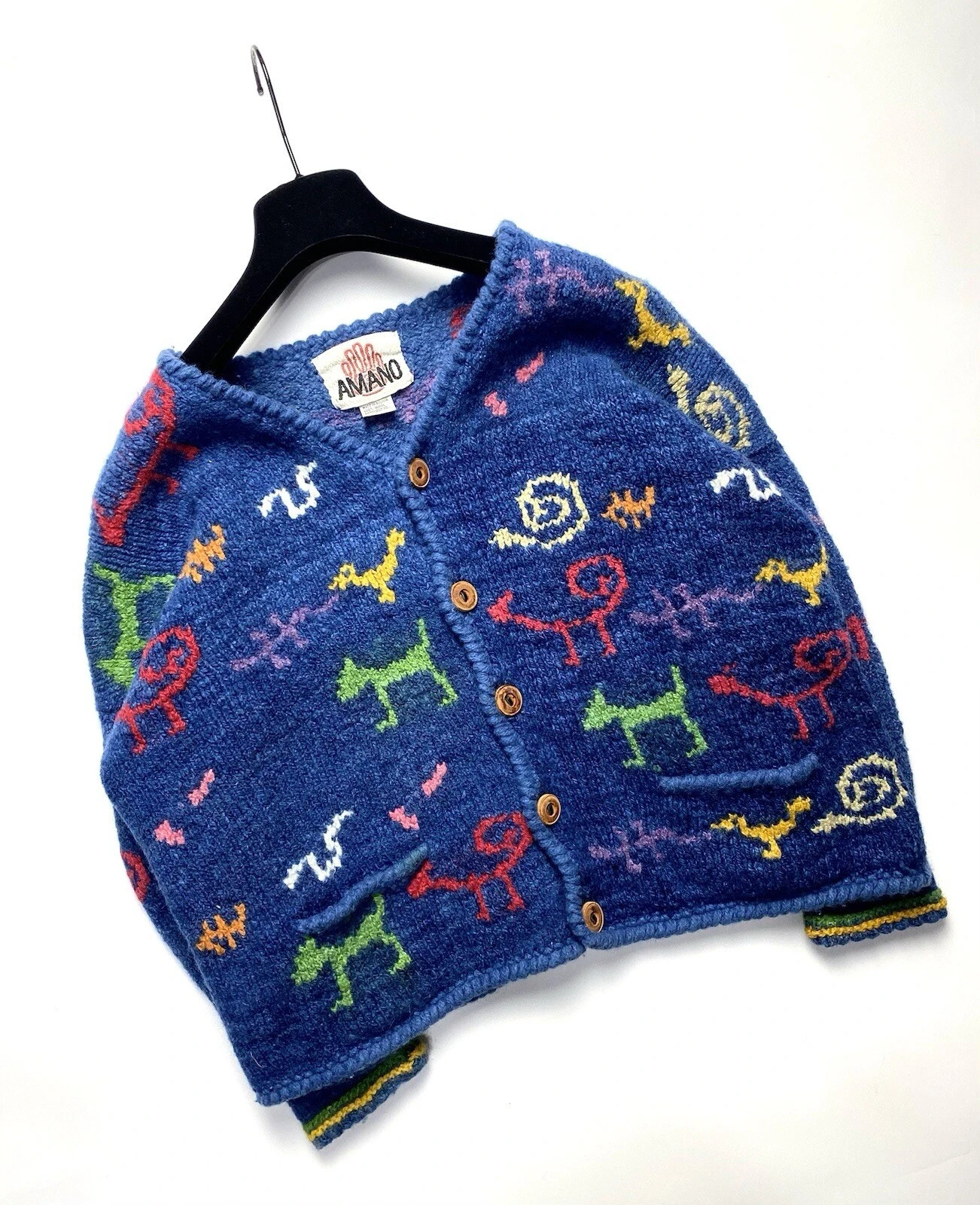 Amano RARE Archive Vintage Knit Sweater 80s–90s Geometric Patern – Size S–M
