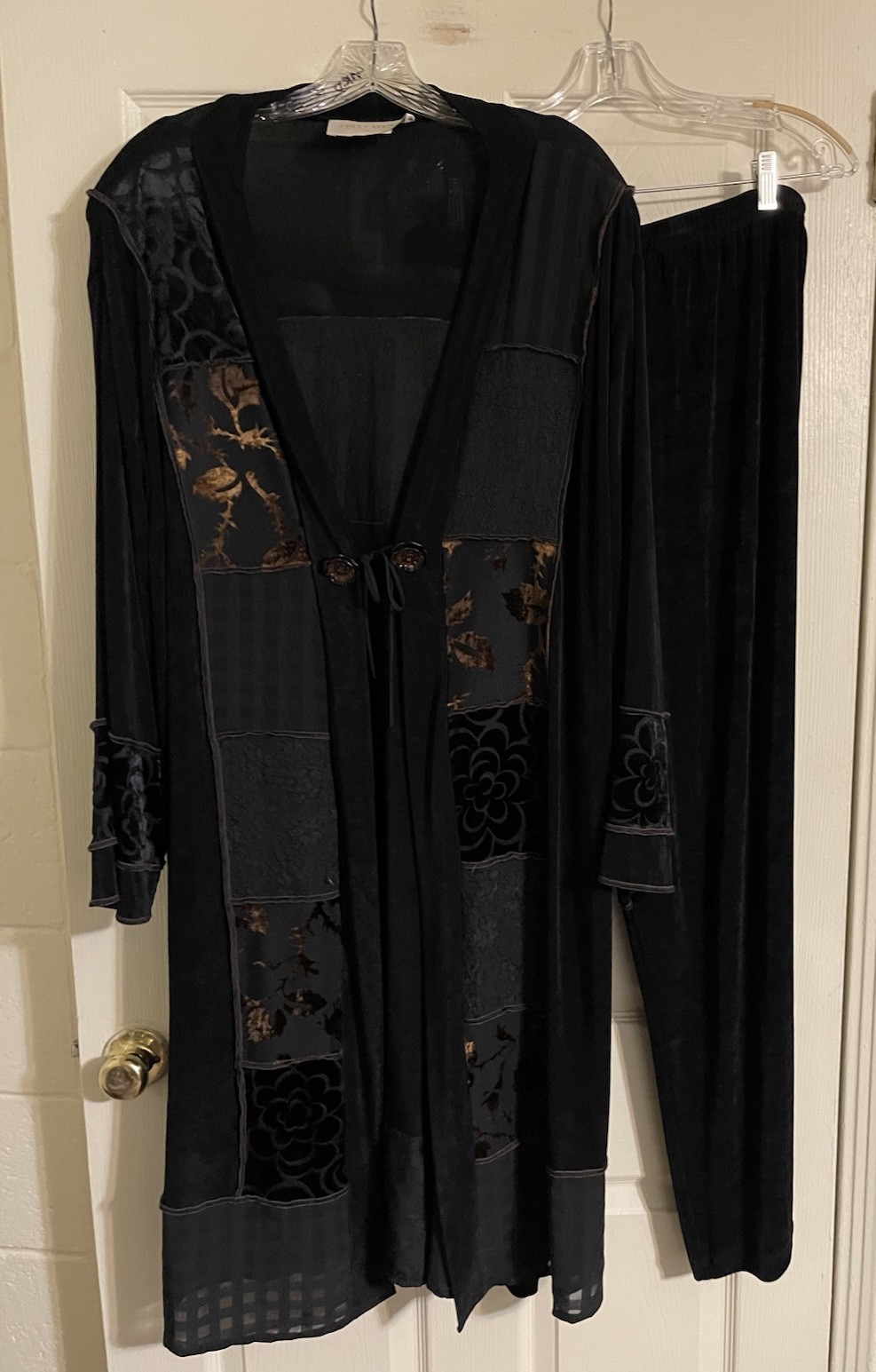 Vtg Lida Caputo by Lauren Pants Set Women’s Plus Size 2X BlackAcetate Lagenlook