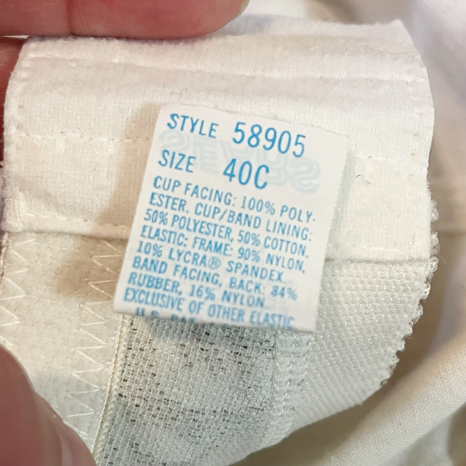 Vintage Sears Nylon Perma Prest Bra Sz 40C 50s 60s Burlesque Wireless #58905