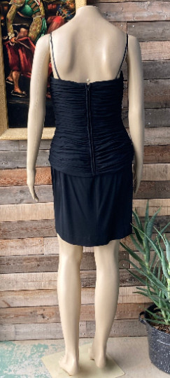 Vintage 1960’s Lilli Diamond Short Black Chiffon Ruched and Jeweled Mini Dress