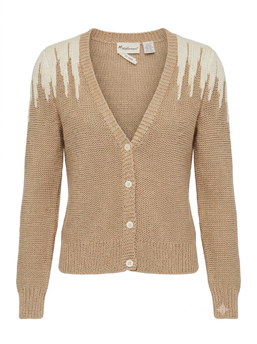 Vintage 70s 80s Weathervane Hand Knitted Cardigan Sweater Small Art to Wear