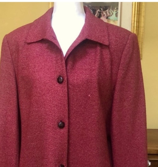 Vtg Talbots Women’s Wool Silk Blend Red Orange Tweed Blazer Size 14 Made In USA