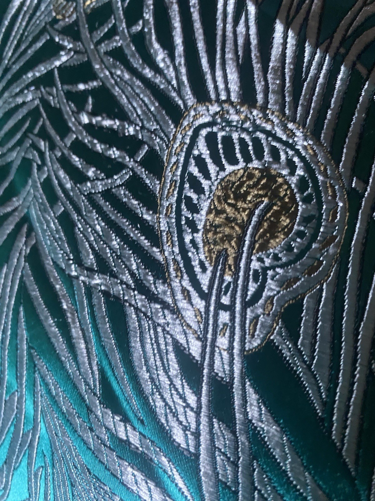 Vintage Rising Phoenix Silk Blouse I 1980s 1990s Teal Peacock KimonoStyle Top L