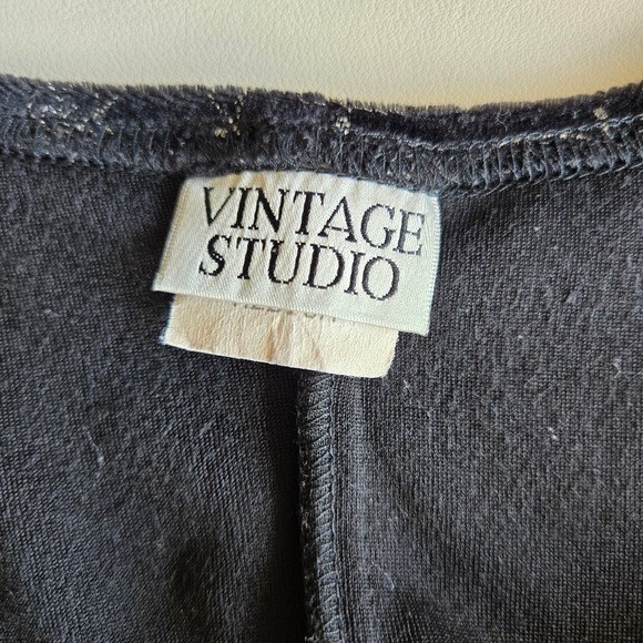 Vintage Studio Black Painted Floral Velvet Midaxi Dress Size M 90s Goth Romantic