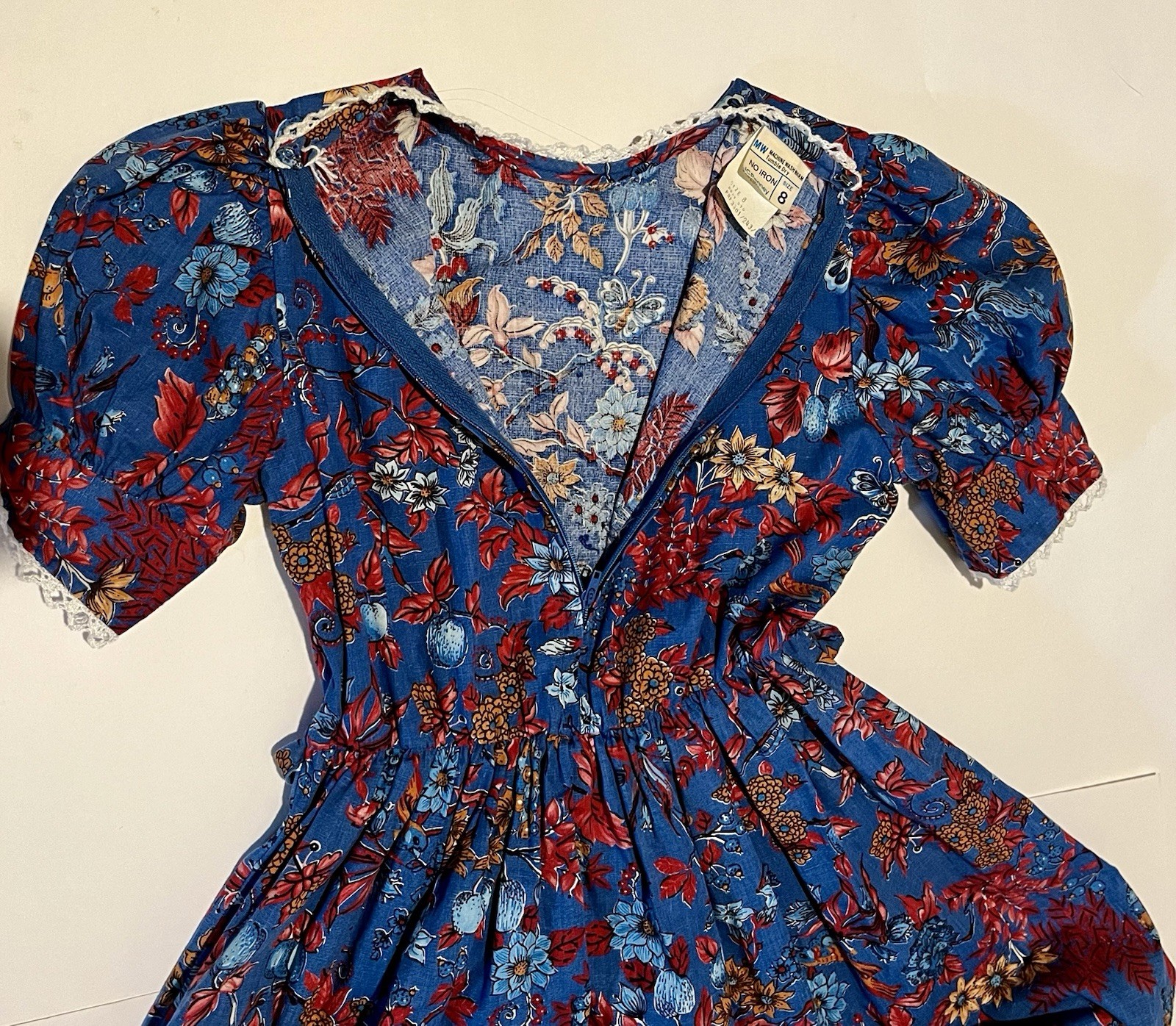 Vintage 1970s Prairie Cottagecore JCPenney Floral Print High Waist Dress Size 8