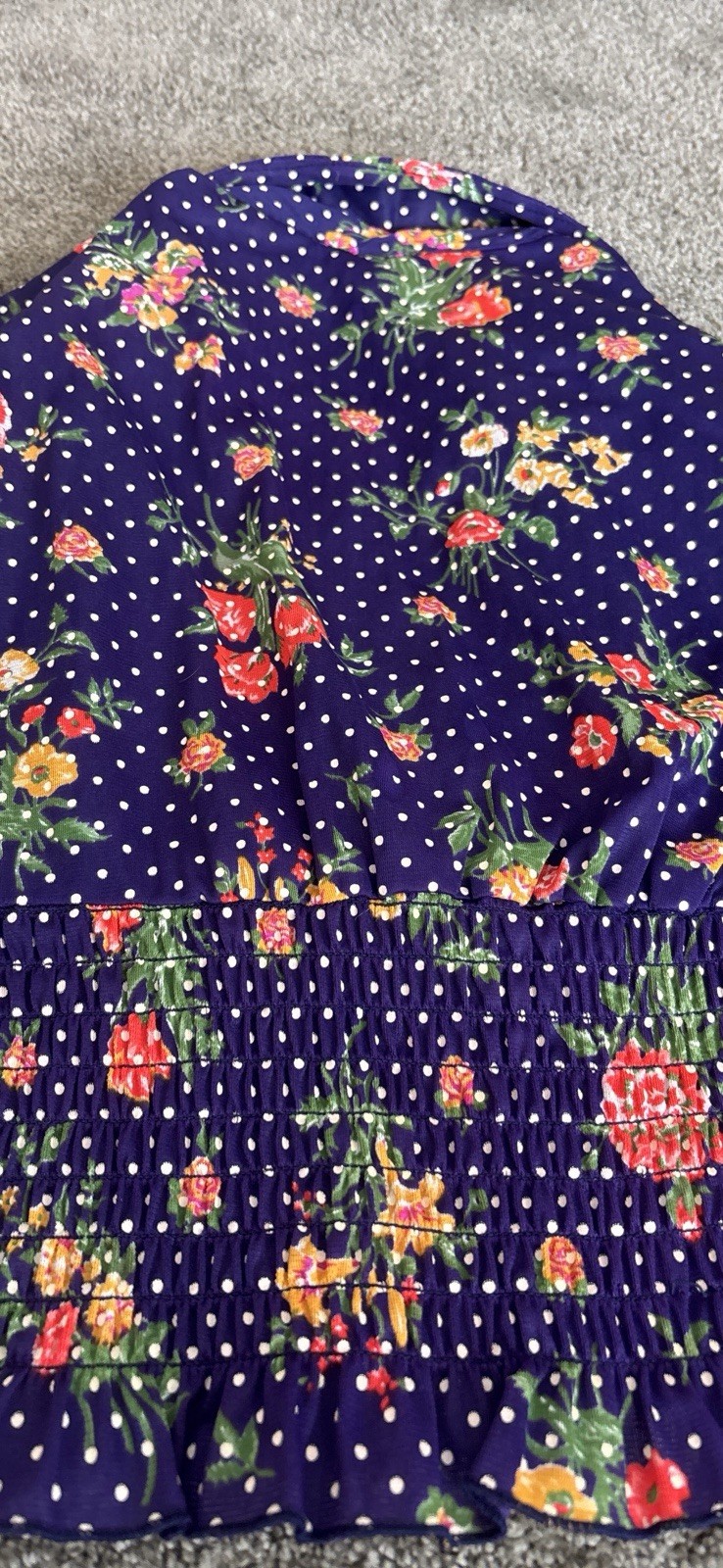 Vintage “Rag Dolls” Matching Set Skater Skirt And Crop Top Polka Dot Floral