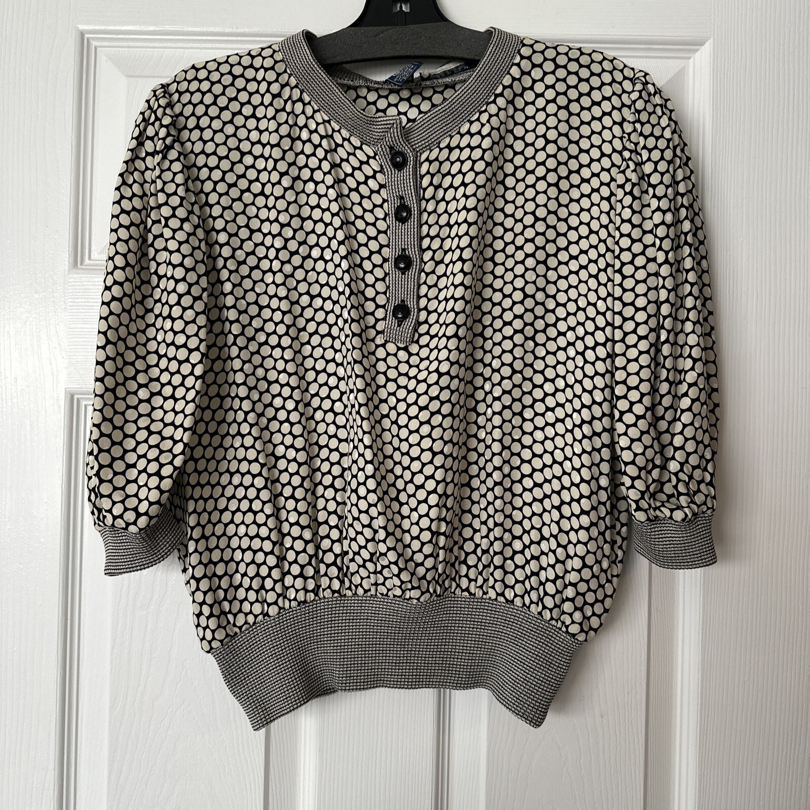 Vintage Emanuel Ungaro Blouse Made In Italy Black And Ivory Sz 8