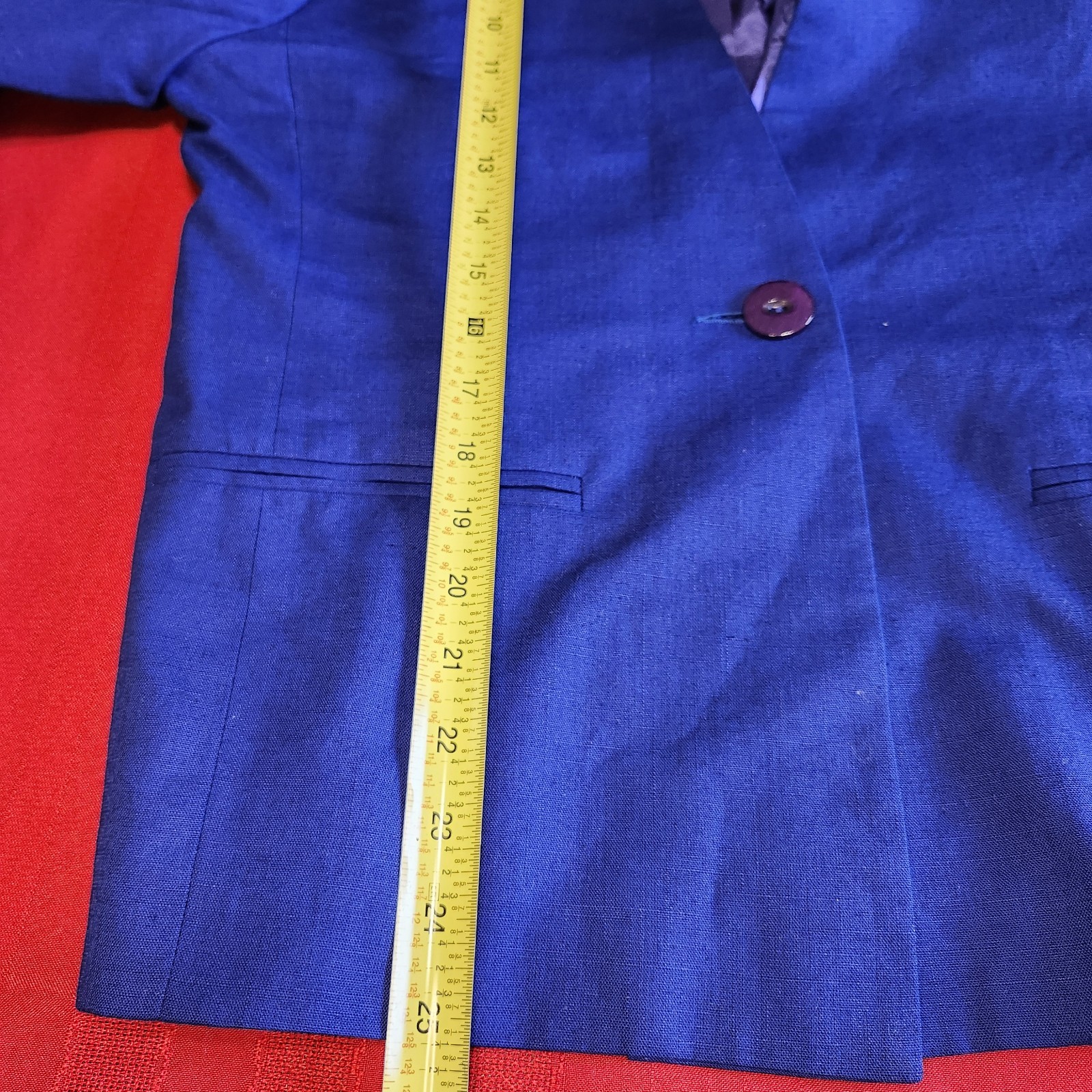 Vintage Galleria Sport Royal Blue Collarless Blazer Jacket Power Career 90s M