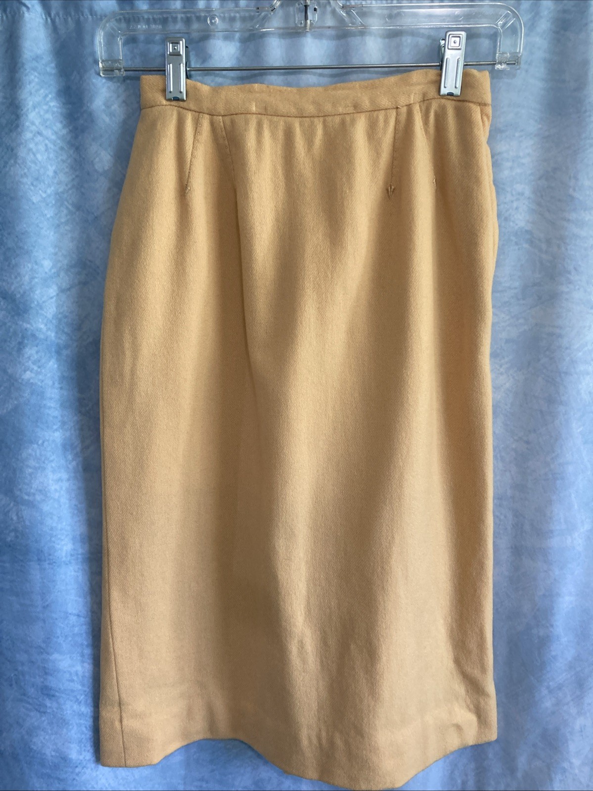 Vtg 50s 60s Lofties Wool Pencil Skirt 8 XXS Juniors 23” Waist Union Made Yellow