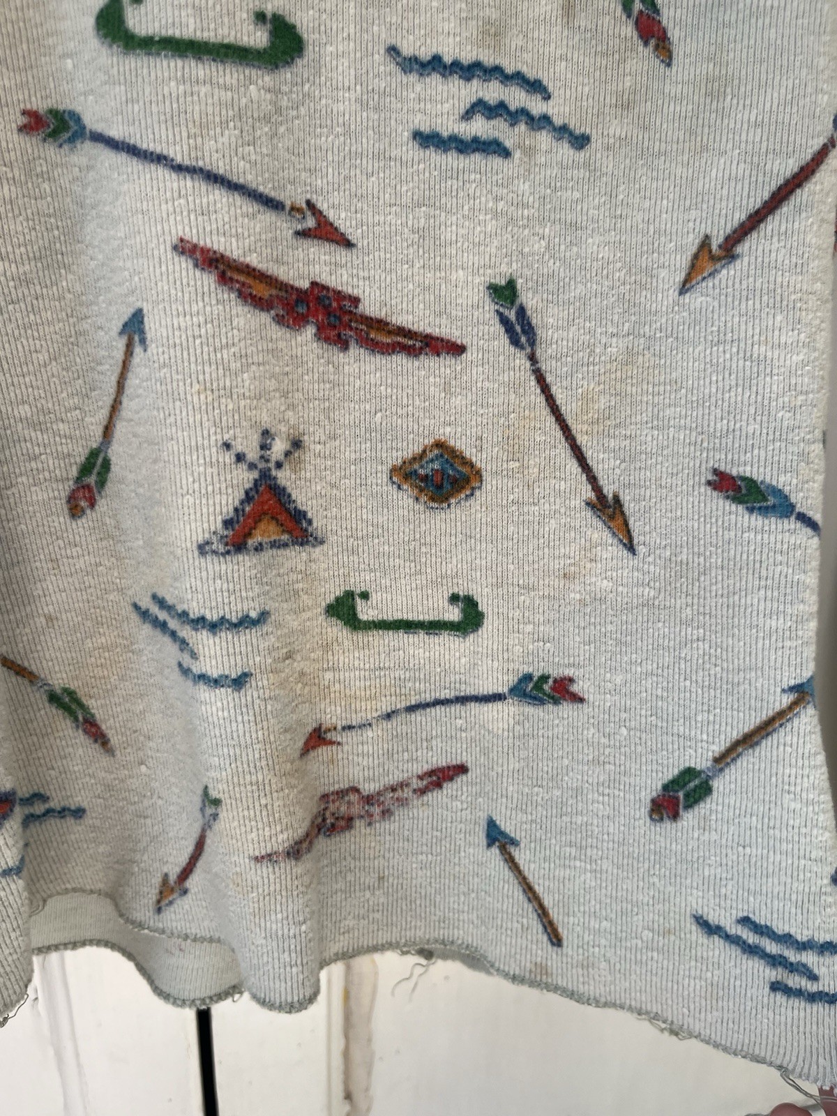 Vintage 60s Cowboy Western Native American Camp Long Sleeve Thermal T Shirt XS