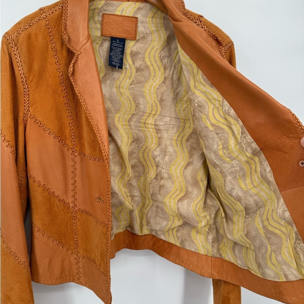 Earl Jeans Vintage Whip Stitch Leather Jacket Women size L unique fall color