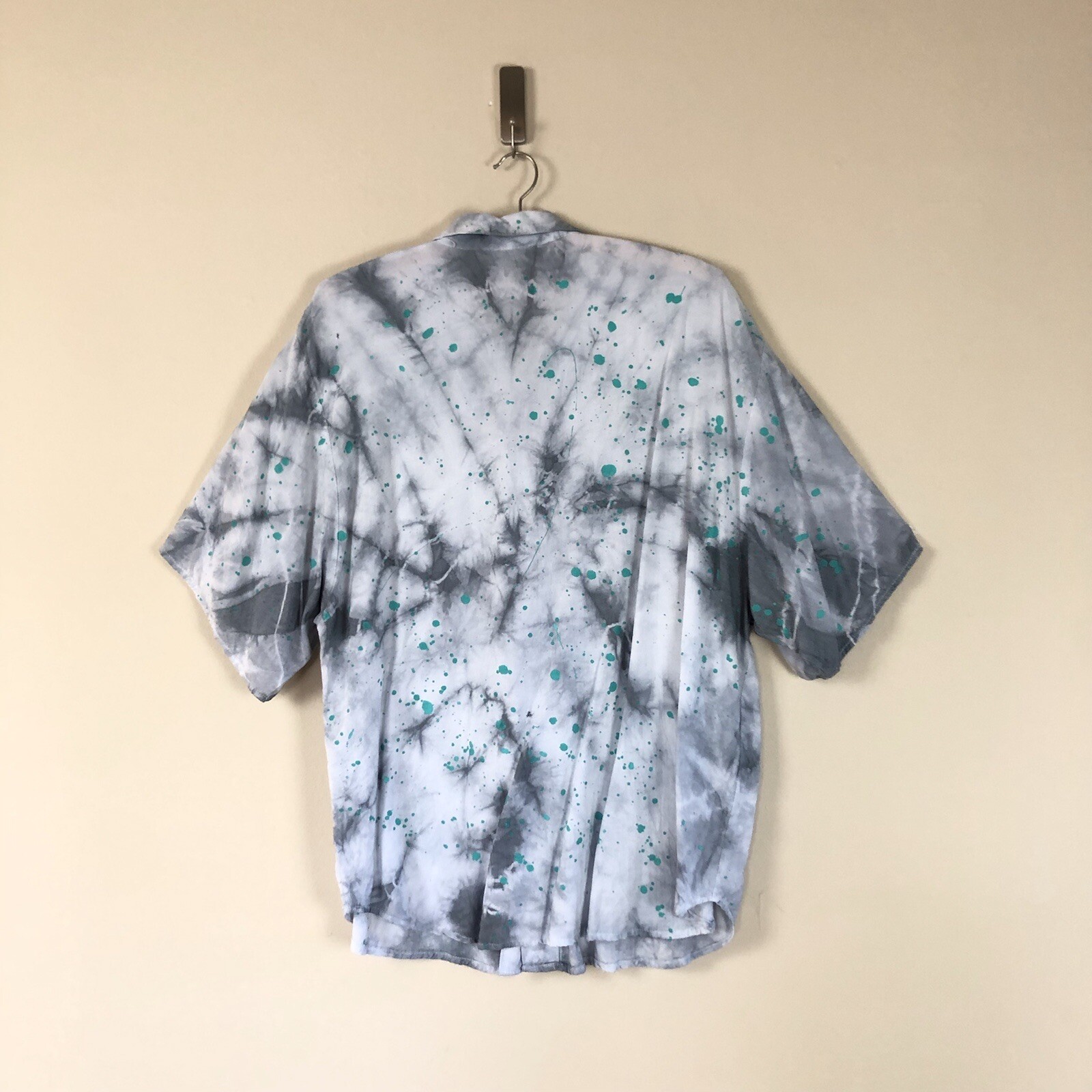 Vtg 90s Abstract Print Tie Dye Colorful Paint Splatter Art to Wear Size L Grunge