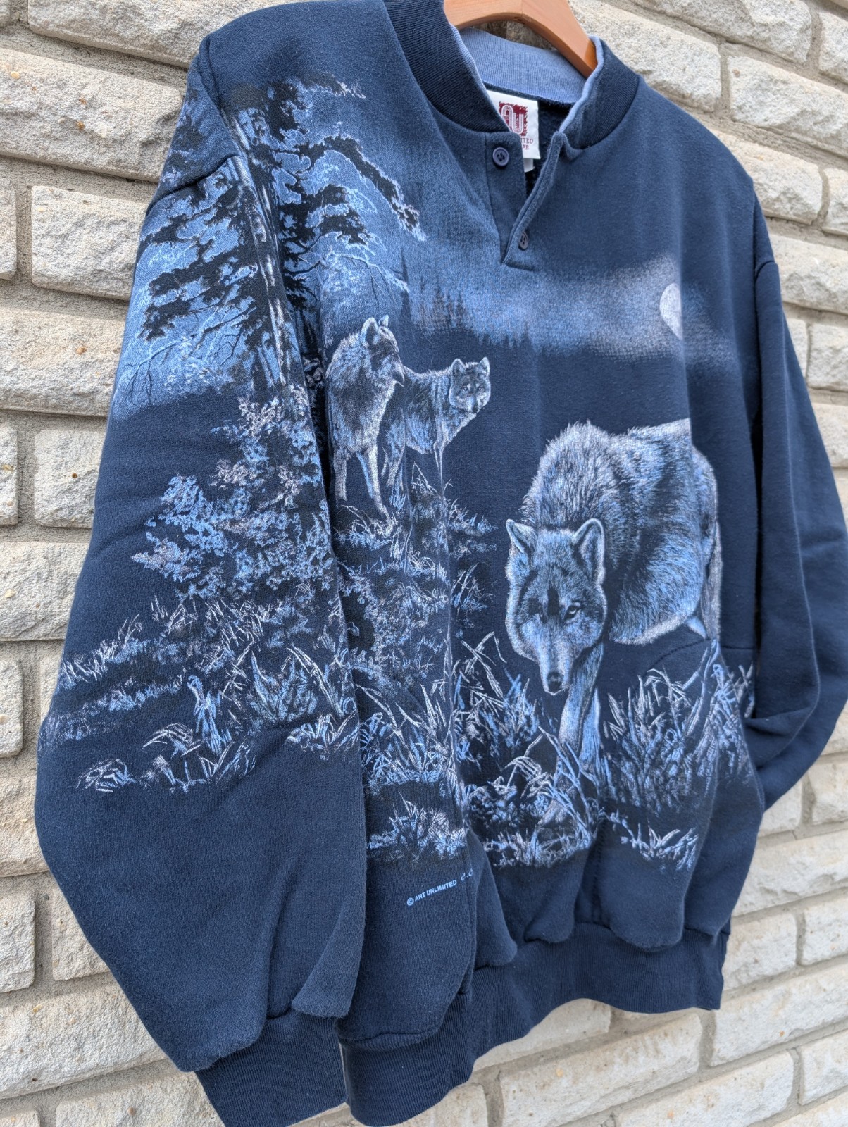 90s Wolves Wolf Sweatshirt Vtg Full Moon Art Unlimited Sportsware Women’s Large