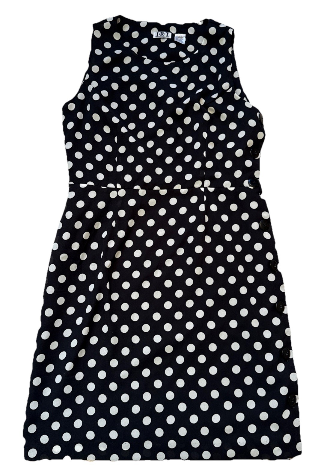 Vintage Polka Dot JRT Newport News Dress Chiffon Side Button Classic Preppy L