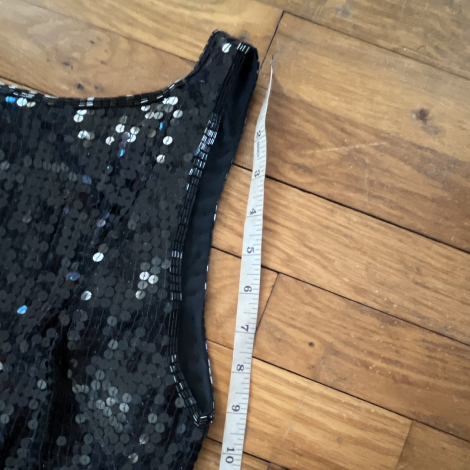 G LTD. New York Black Sequin 100% Silk Vintage Dress Medium 30″ Chest 34″ Waist