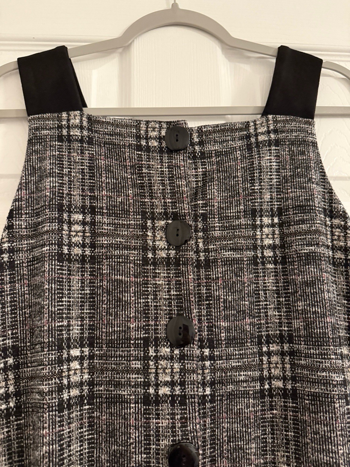 Vtg iPOSH! 90s Plaid Pinafore Jumper Dress Youth XL Drop Waist Tweed