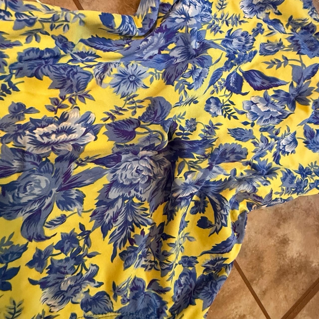 Sunrays vintage 80s/90s striking floral swimsuit in blue and yellow. S/XS