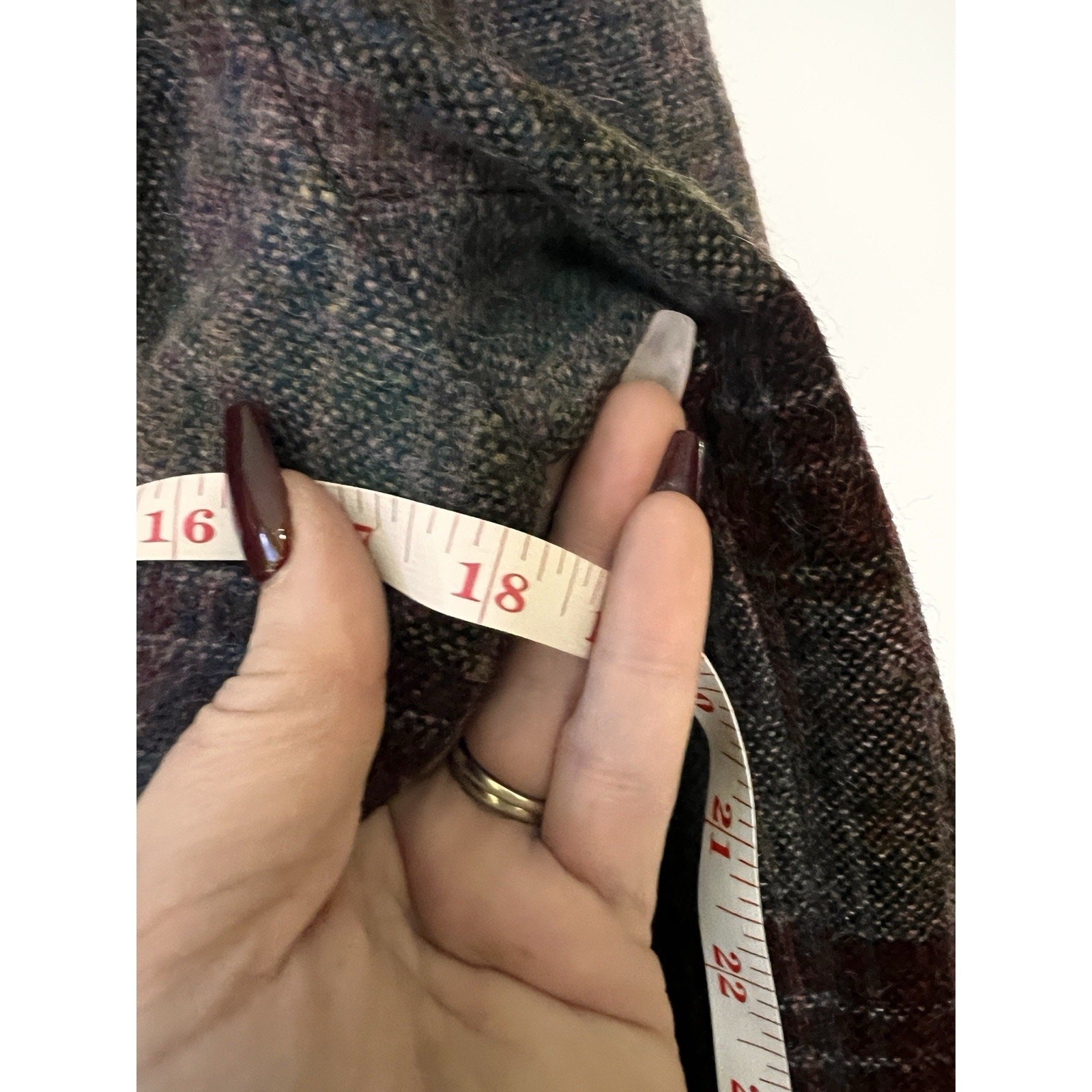 70s Purple Plaid Tweed Wool Blazer Suit Jacket Midi Skirt Size 6 Dark Academia