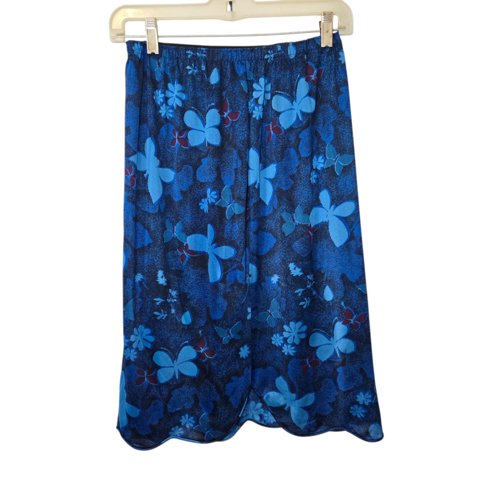 Vintage Gossard Artemis Blue Butterfly Midi Skirt S Boho 22-26