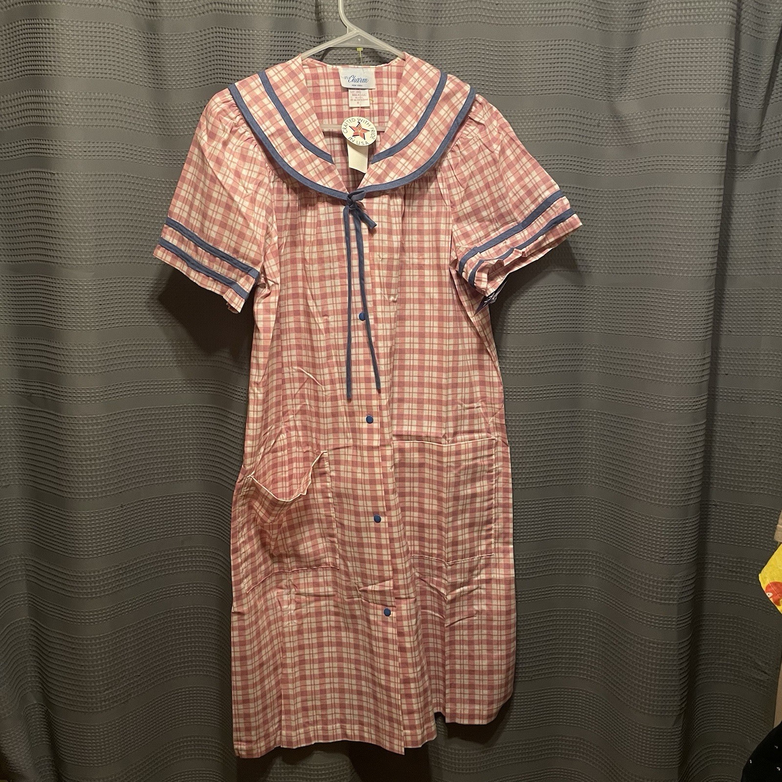 Vintage Its A Charm House Dress Women’s M Checkered Casual New With Tags