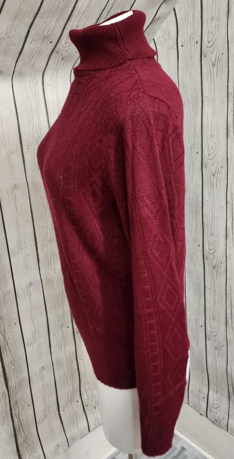 VTG Brentwood Sportswear Flexacrylic Maroon Turtleneck Sweater 70s-80s M Retro